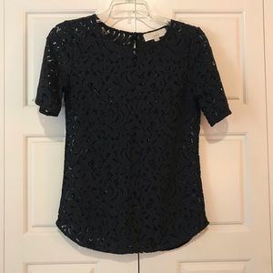 LOFT Navy Blue Lace Blouse